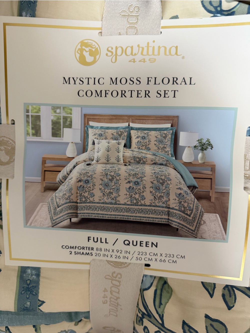 NWT Spartina 449 Mystic Moss Floral 3PC Cotton Sateen Comforter Set Full/Queen - Picture 8 of 10